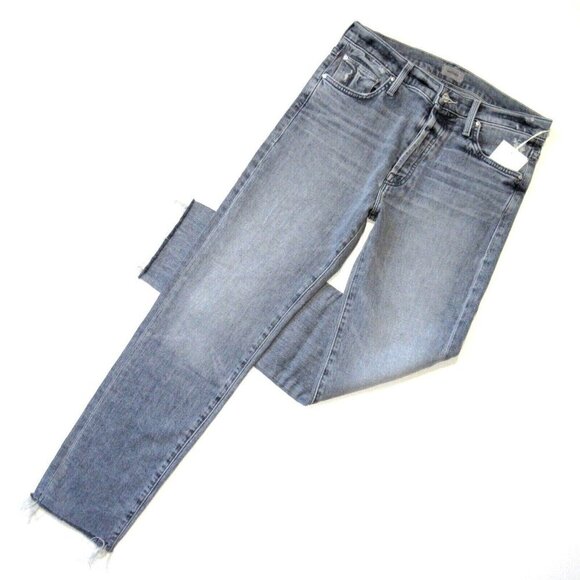 MOTHER Denim - NWT Mother Scrapper Cuff Ankle Fray in Shadows in the Grass Gray Crop Jeans 27